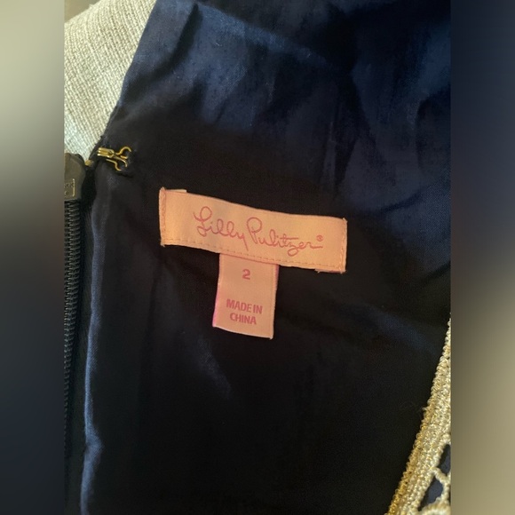 Lilly Pulitzer LARGO True Navy Embroidered Shift Dress Size 2 - Picture 6 of 9